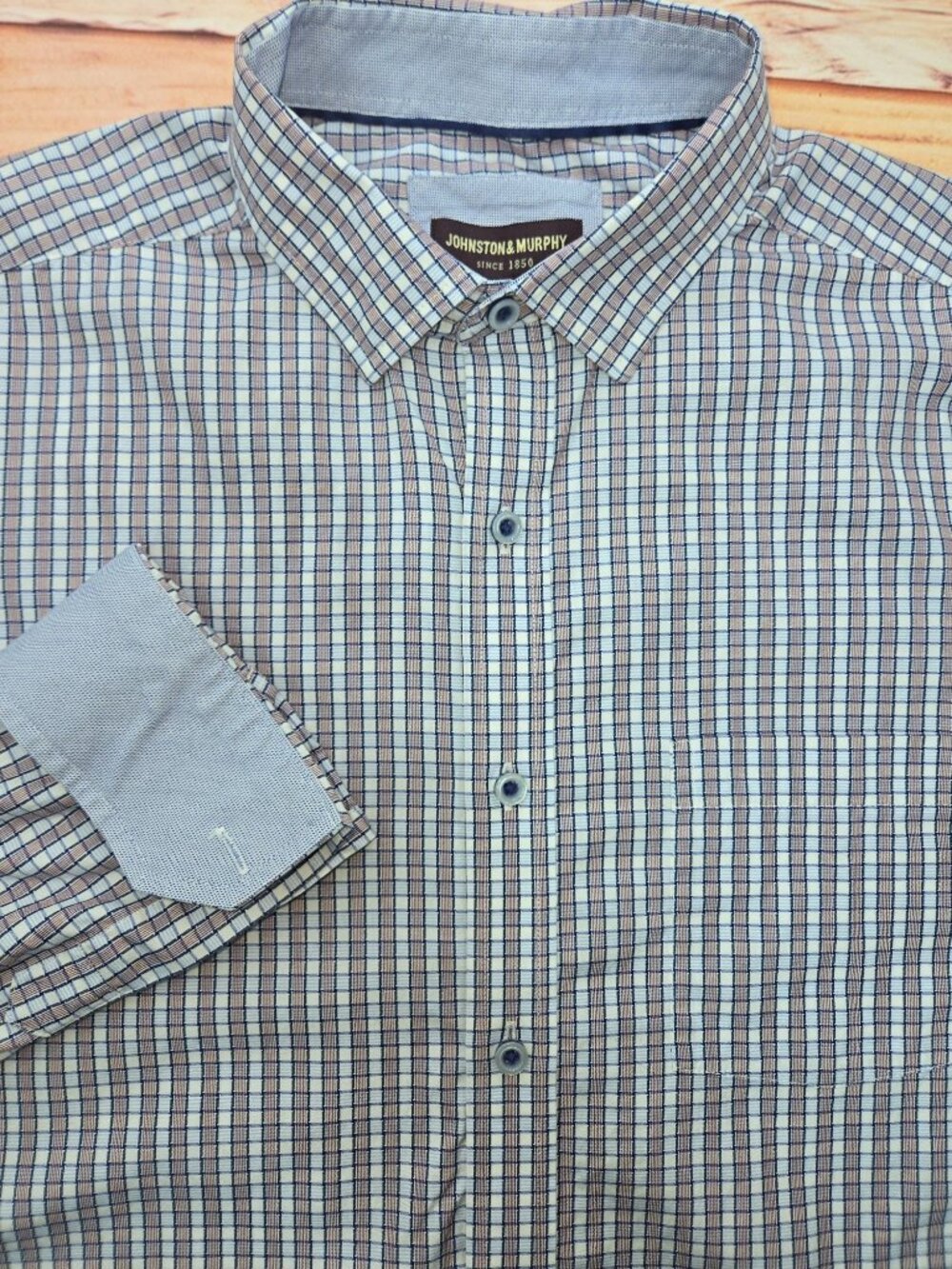 Johnston & Murphy Mens Plaid Button-Down Shirt Large